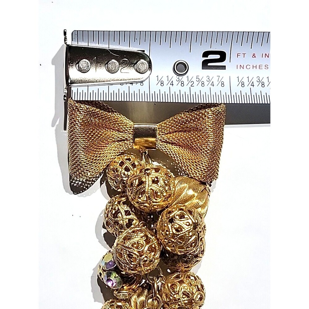 Miriam Haskell Bow Gold Grape Cluster Dangle Broo… - image 8